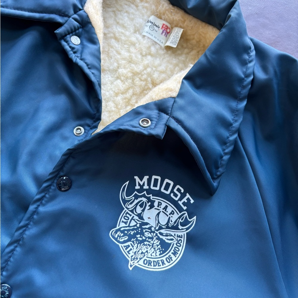 VTG 70s USA LOYAL ORDER OF MOOSE KING LOUIE WORKWEAR JACKET FRAT SHRINER 48” 2X